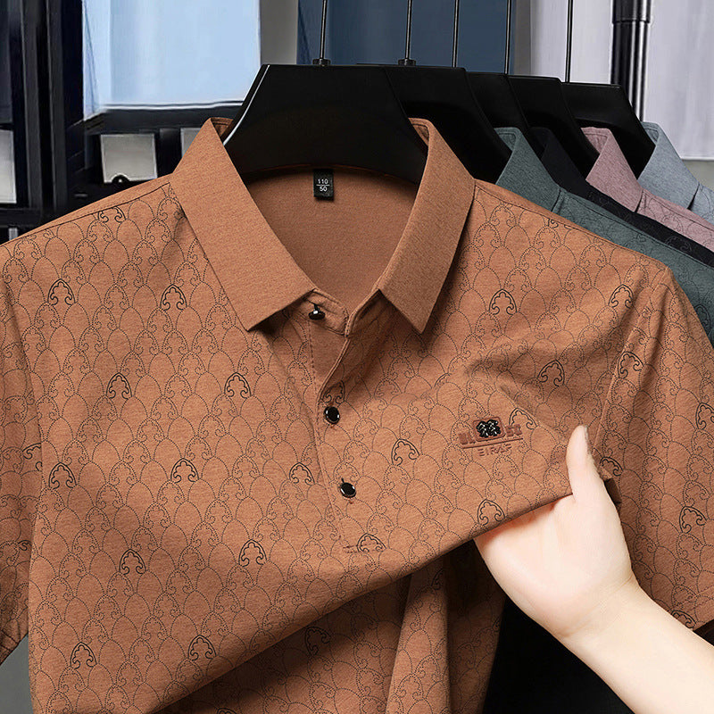 luu464-Men's Printed Short Sleeve Polo Shirt