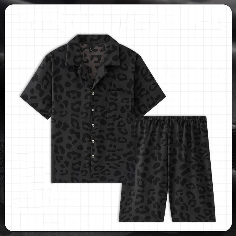 luu466-Men's summer short-sleeved shorts home wear suit