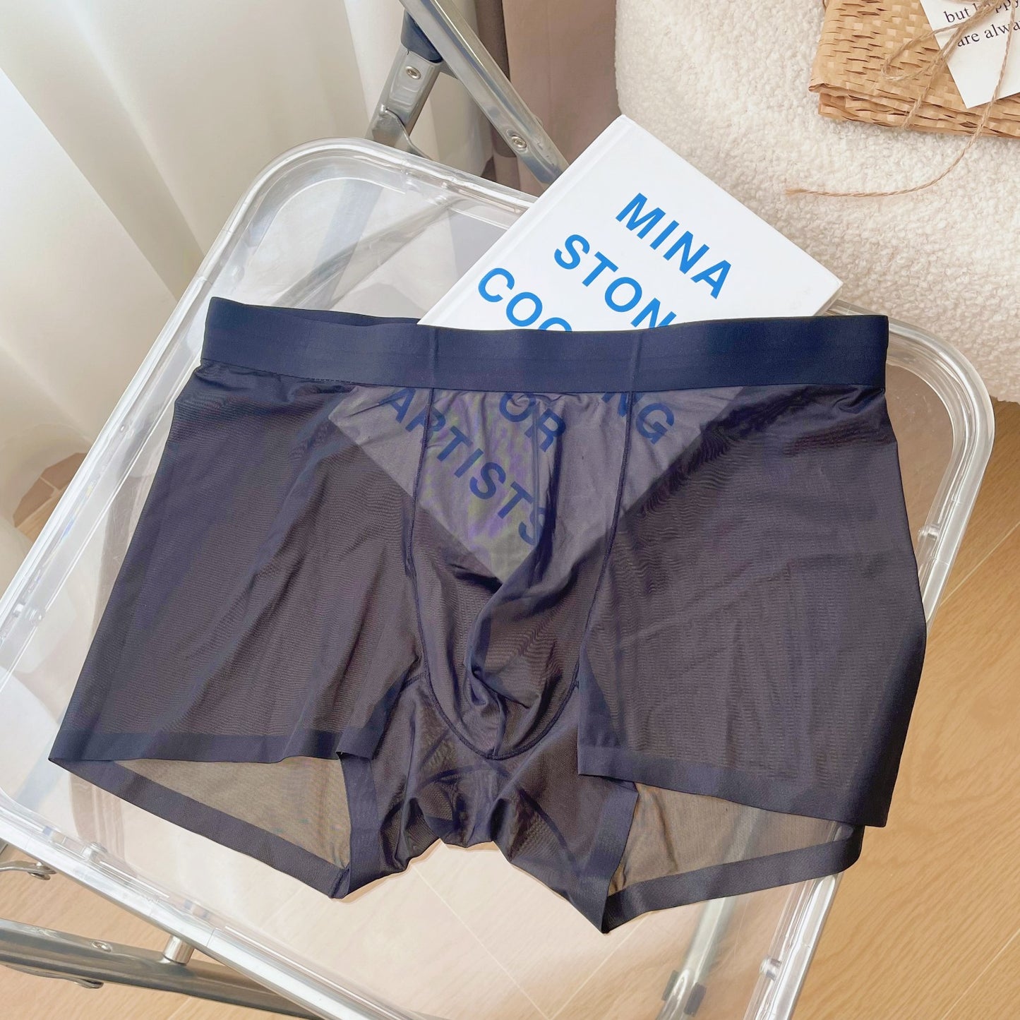 【1 Set 4Pcs】Men's transparent ice silk underwear(you415)