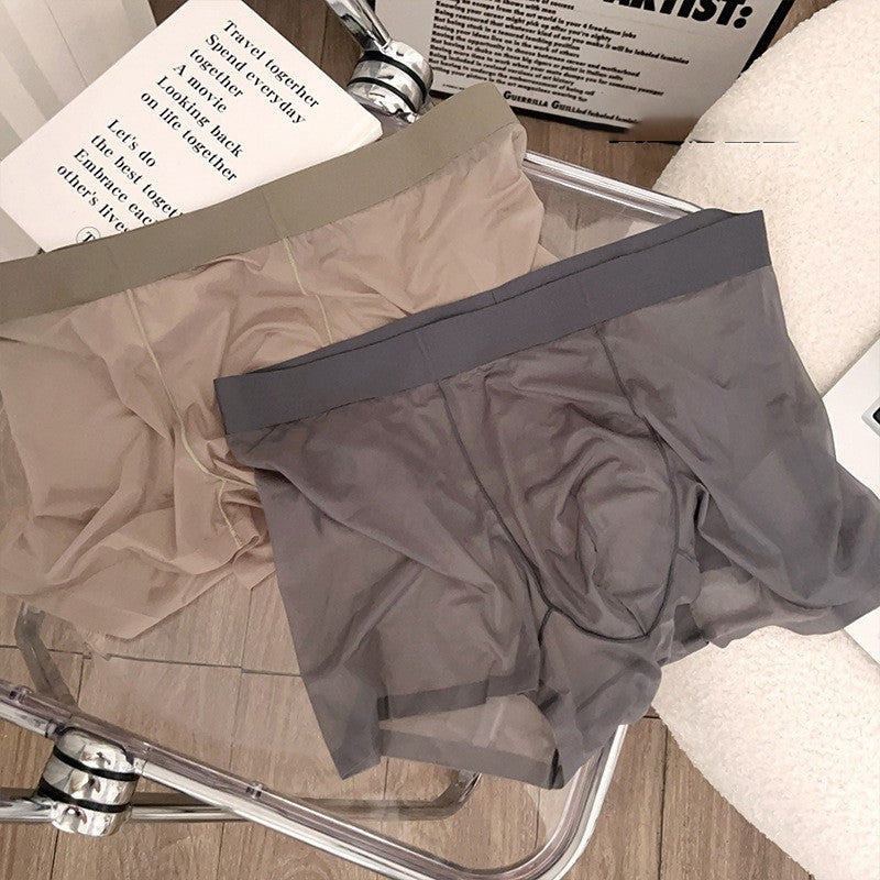 【1 Set 4Pcs】Men's transparent ice silk underwear(you415)