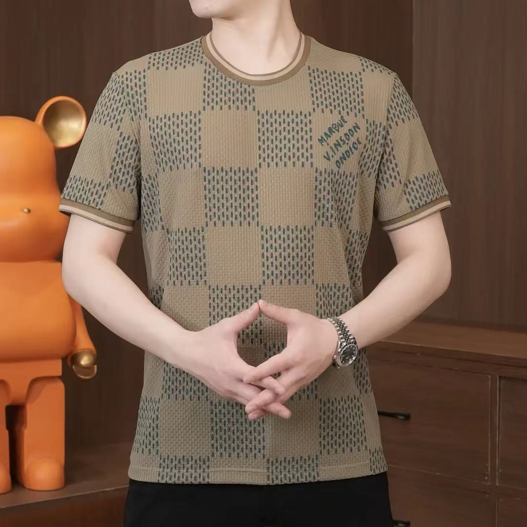 luu494-Men's versatile trendy round neck short sleeves