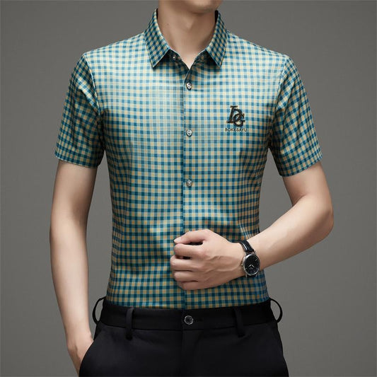 Casual Fashion Short Sleeve Men's Plaid Shirt(cm553)